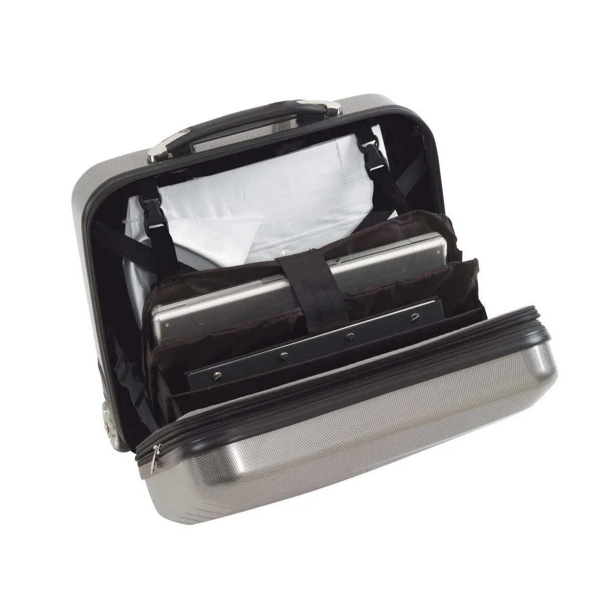 London 2.0 - Pilotenkoffer Carbon Silber 2 London 2.0 - Pilotenkoffer Carbon Silber – Bild 2