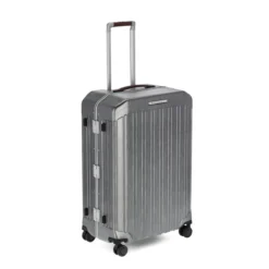 Piquadro PQ-Light - Ultra Slim Mittelgrosser Hartschalentrolley Schwarz/Leder -Praktische Taschen Angebote Store compressed BV4427PQLM NCU 4 DETT2