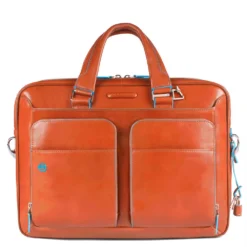 Piquadro Blue Square – Kurzgrifflaptoptasche Mit IPad®-Fach In Orange