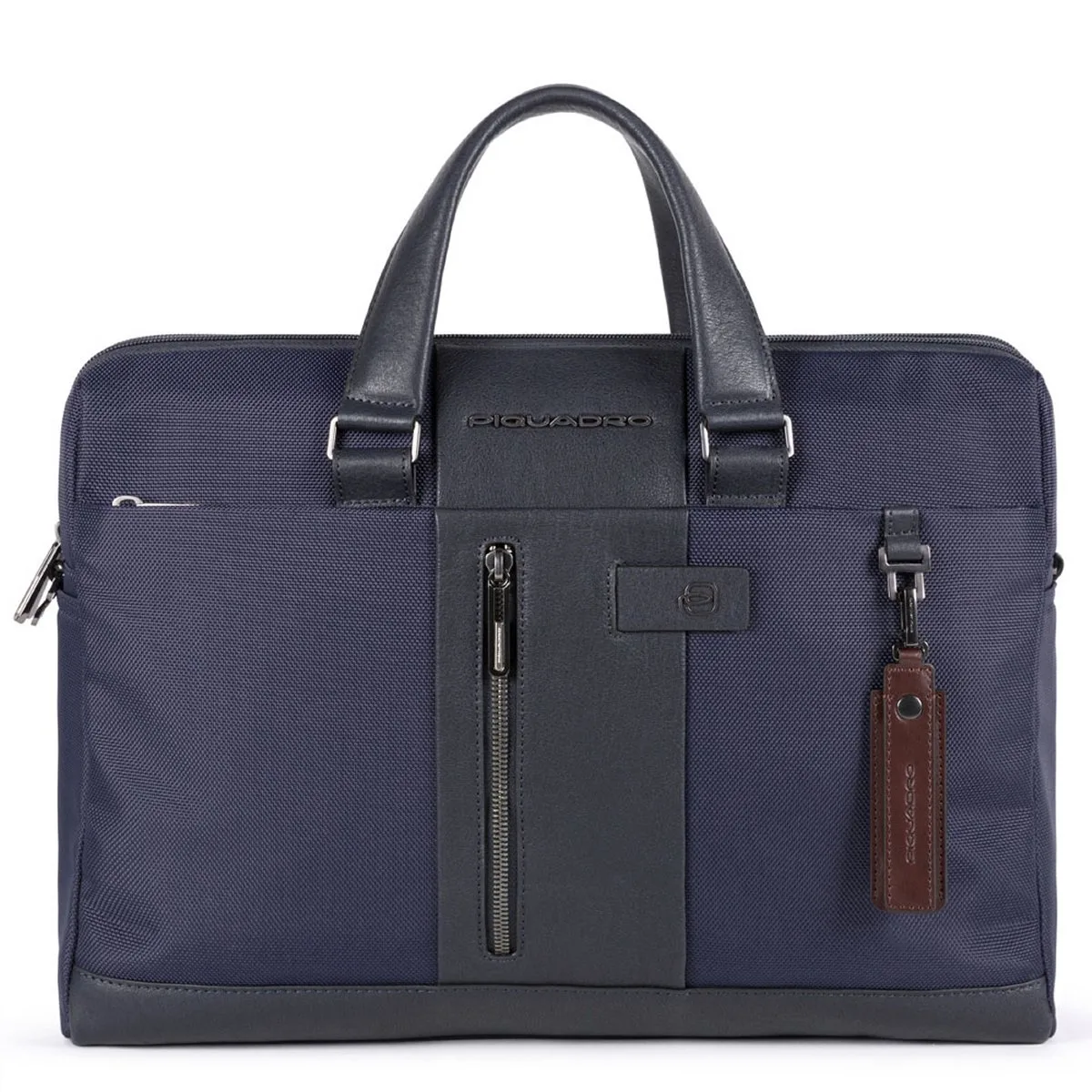 Piquadro Schmale Kurzgrifflaptoptasche Aus Rezykliertem Stoff Blau 1 Piquadro Schmale Kurzgrifflaptoptasche Aus Rezykliertem Stoff Blau