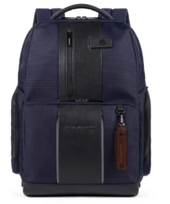 Piquadro Fast-Check Laptoprucksack Aus Rezykliertem Stoff Mit LED Licht Blau