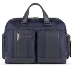 Piquadro Fast-Check - Kurzgrifflaptoptasche Aus Rezykliertem Stoff Blau