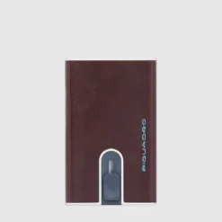 Piquadro Blue Square - Kreditkartenetui Mit Schiebesystem In Mahagoni