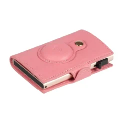 Furbo RFID-Kartenhalter Aus Leder Mit Banknotenfach Und AirTag-Etui In Pink